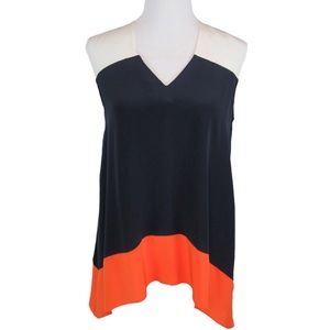 Bailey 44 Silk Colorblock Sleeveless Tunic Top Shark-Bite Hem Womens Small FEMSQ
